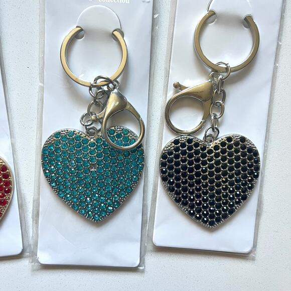 KEYCHAIN: Buyer Chooses ONE: Heart Colorful Rhinestone Charm - Picture 5 of 7